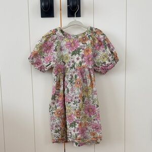 Zara Floral Kids Dress - Pink, Green, and Yellow